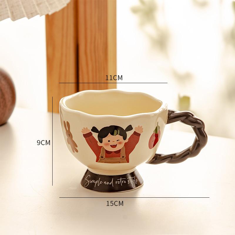 Retro Artistic Sense Cup Household Drinking Water Mug Home Water Cup Office Ceramic Cup Coffee Cup Breakfast Cup