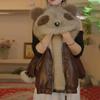2025 Unisex Kids Panda Faux Fur Coat: Stylish Autumn/Winter Plush Hooded Jacket