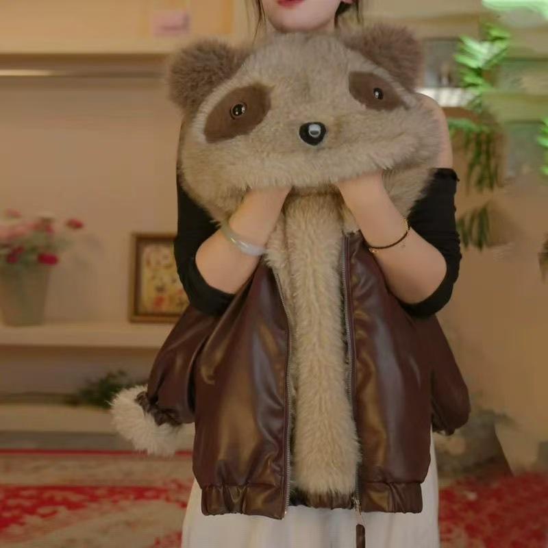 2025 Unisex Kids Panda Faux Fur Coat: Stylish Autumn/Winter Plush Hooded Jacket
