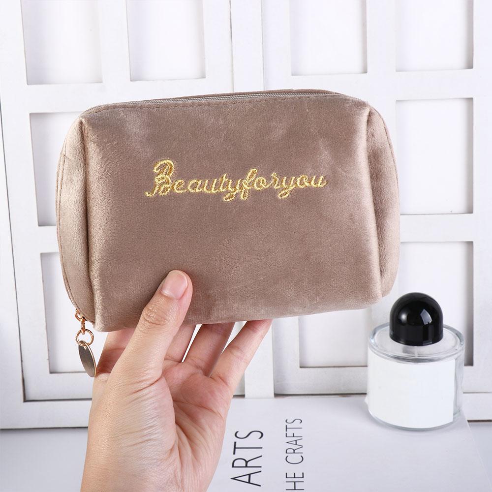 Portable Zipper Simple Velvet Makeup Bags Cosmetic Bags Lipstick Pouch Handbags