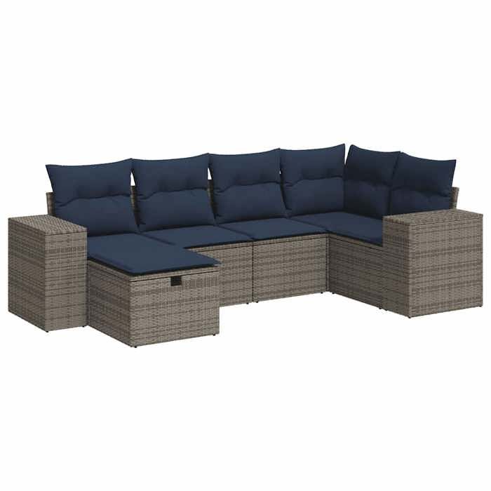 VidaXL Salon de jardin 6 pcs avec coussins gris résine tressée 3325687