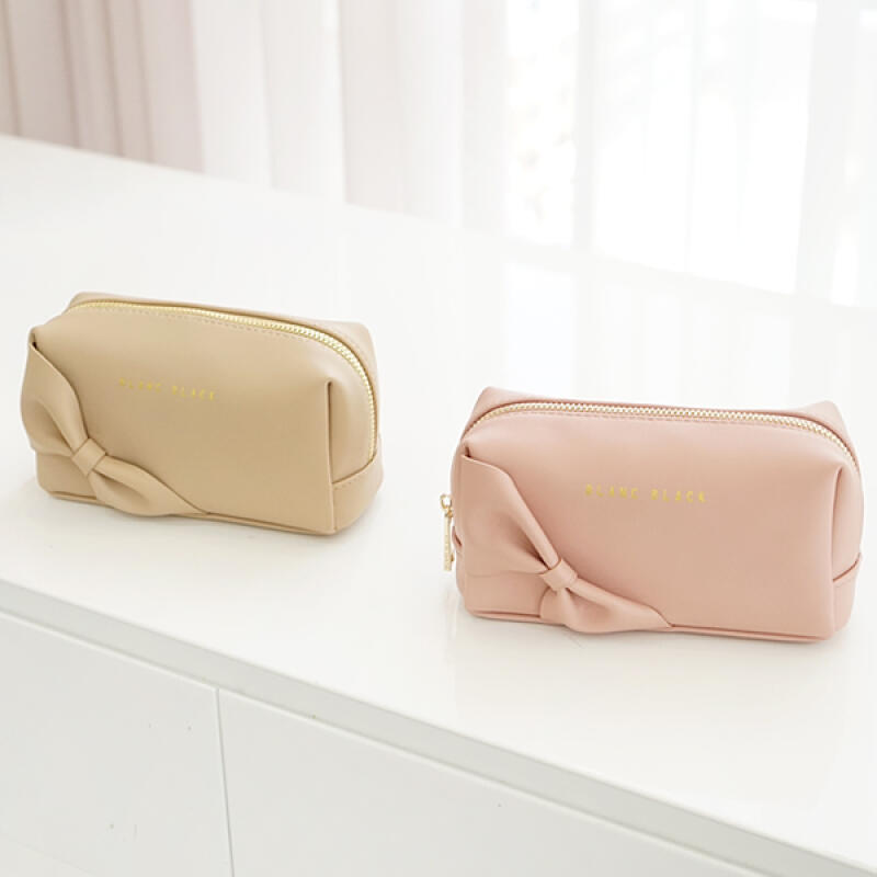 Прямоугольная косметичка с лентой pink