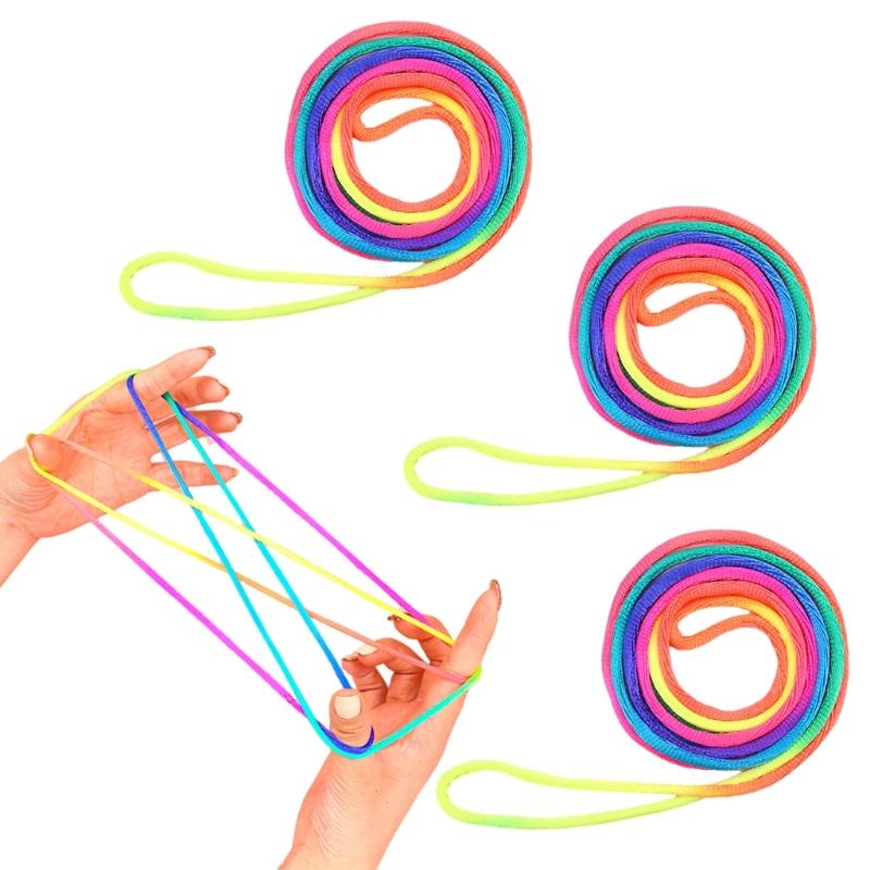 

3 Pcs Child Play Rainbow Strings 160cm Length Creative Finger Games for Ages 6 and Up Fun Party Game 1