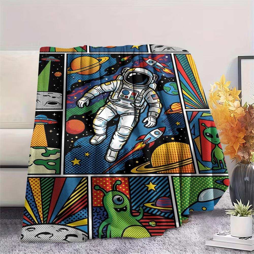 1Pc Space Print Flannel Blanket, High quality Comfortable for All Seasons, Home Decor, Warmth and Comfort, Perfect for Christmas Gifts W157
