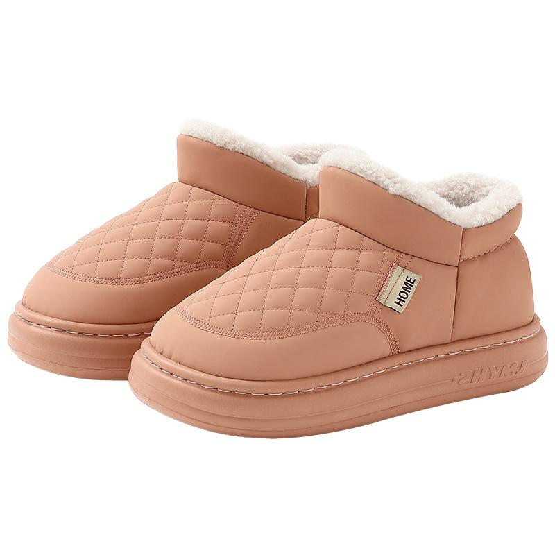 Waterproof bag and cotton slippers winter velvet warm middle-aged and elderly home thick bottom non-slip outer wear cotton mop