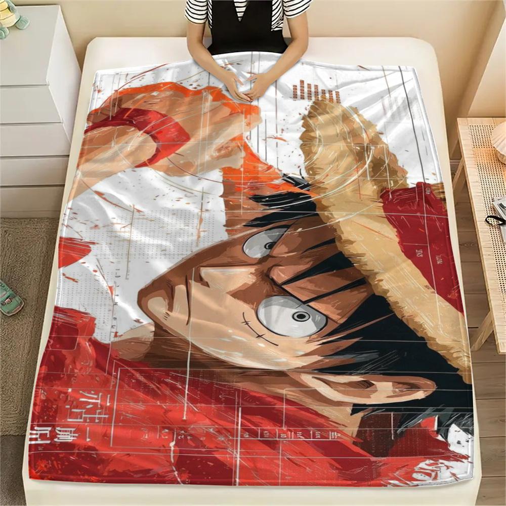 Luffy Bedroom Lounge Flannel Blanket, Fashion Printed Warm Cover for Sofa, Chair, Bed and Outdoor Activity.-TING