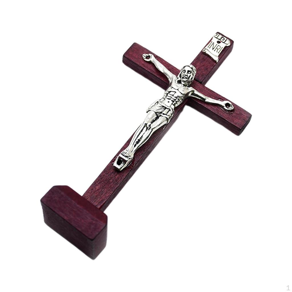 Divine Wooden Cross Crucifix Jesus Sculpture - Beautiful Tabletop Decoration for Spiritual Prayers