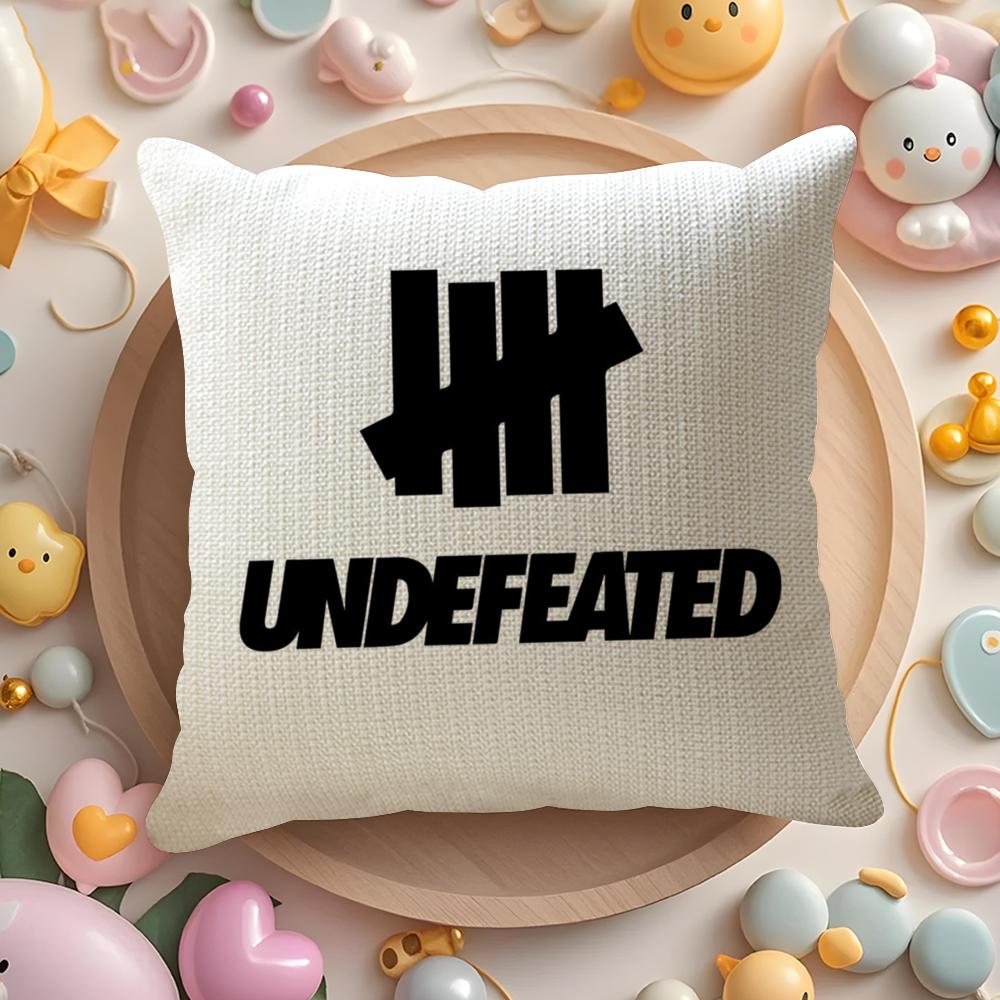 U-Undefeated Trend Cushion Cover Natural Linen Organic Fabric Double-Sided Printing Sofa Home Decor Gift Pillow Case