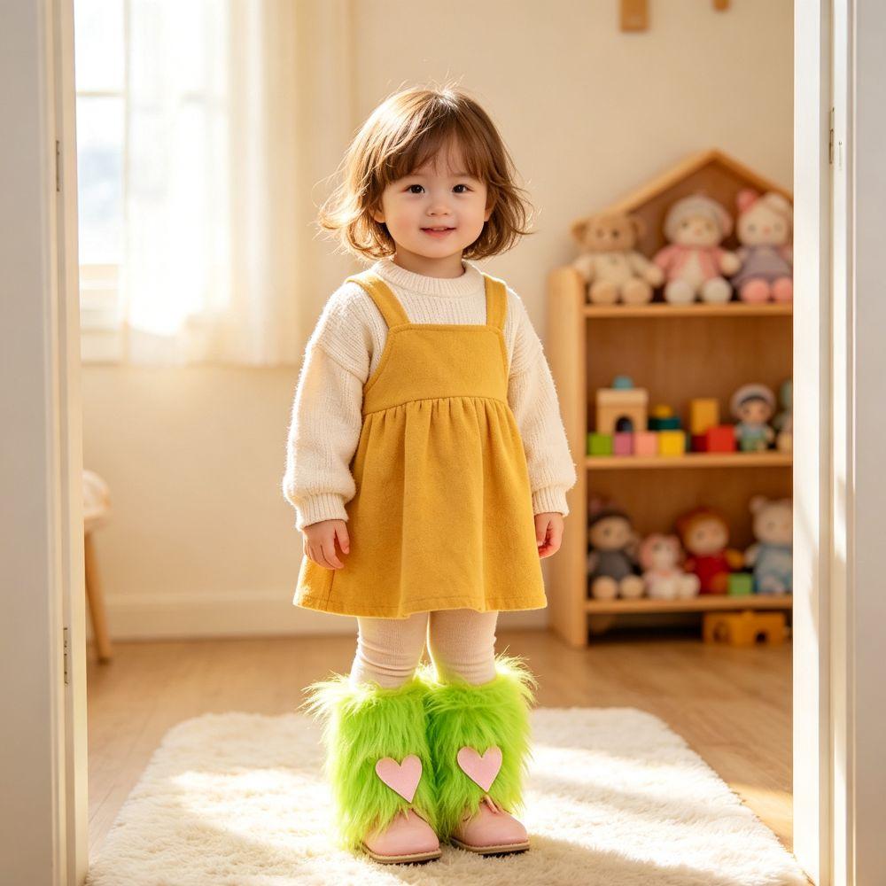 1 Pair 18/25cm Furry Leg Warmers Japanese Style Long Tube Sock Warm Knee Sleeve Children