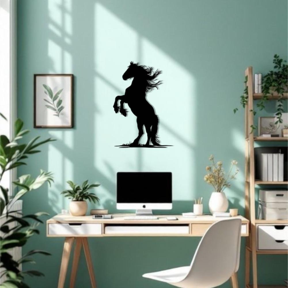 Custom Metal Horse Silhouette Wall Art Rearing Equestrian Sculpture Outdoor Decor