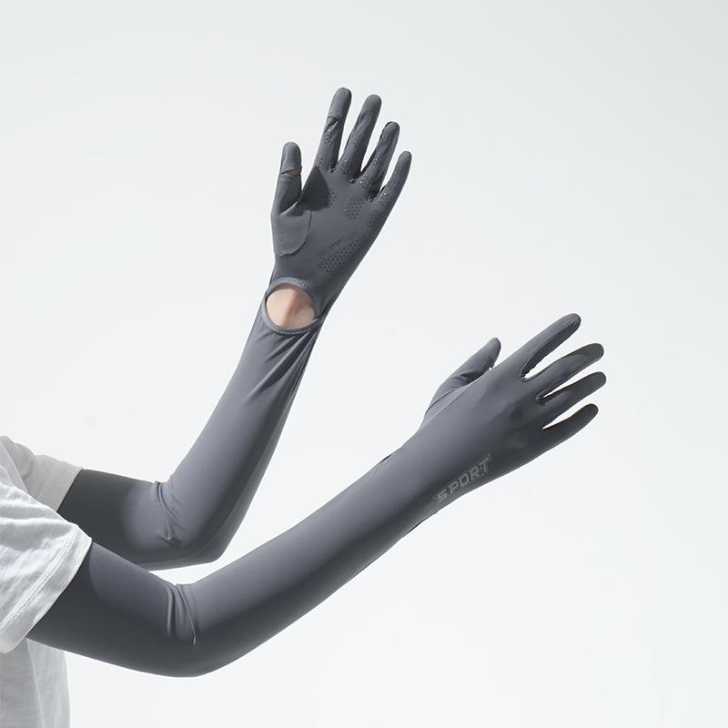 Summer sunscreen sleeves women's UV protection ice silk integrated extended gloves driving sunshade extended arm cover outdoor