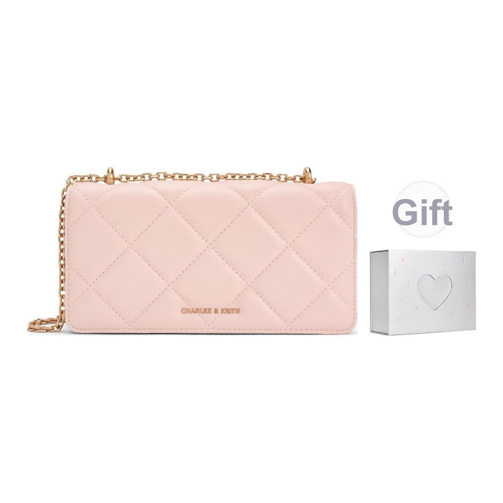 Charles & Keith Dopamine Oil Painting Bag Quilted Chain Small Square Bag Women Crossbody Bag CK6-10680924-WB