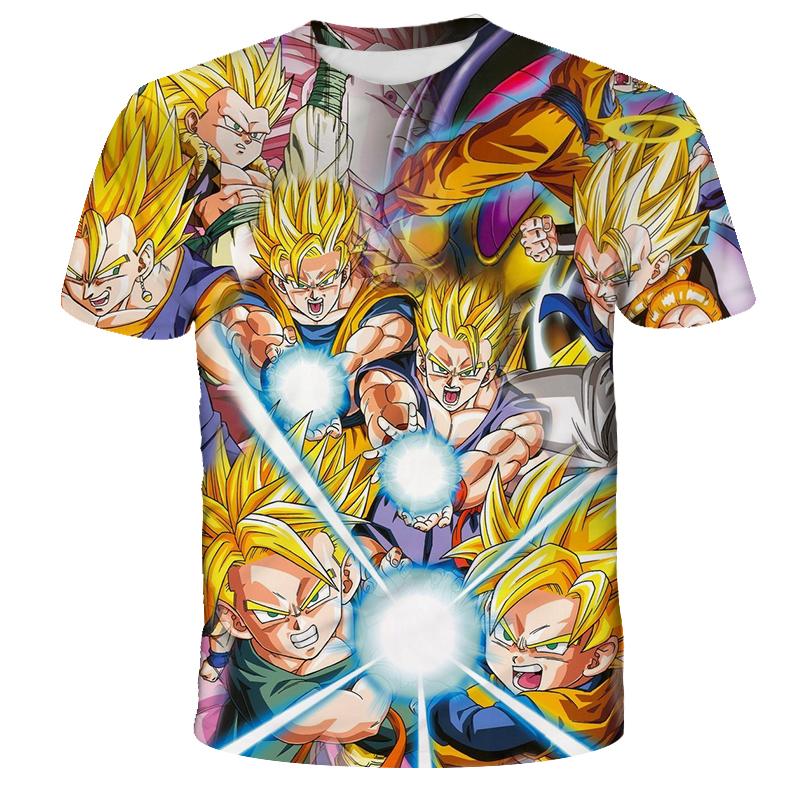Camiseta de Dragon Ball para Niños Tops Camiseta Figuras de Anime Son Goku Super Saiyan Camiseta Camisetas para Niños Ropa para Niños Verano Manga Corta