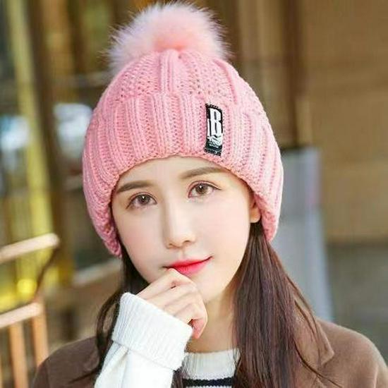 Women s Pom-pom Knit Hat and Scarf Set - Velvet Lined, Warm, Windproof Woolen.
