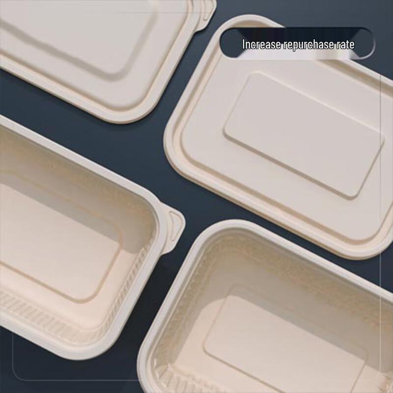 Jiucaijiang Biodegradable Corn Starch Disposable Square Food Container, 1000ml
