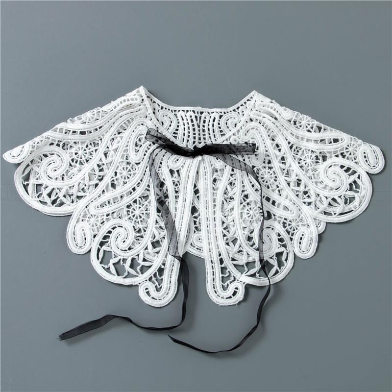 Removable Lace Doll Fake Collar Women Tie Ladies White Shawl Wrap Detachable Embroidered Lapel False Collar Clothes Accessory