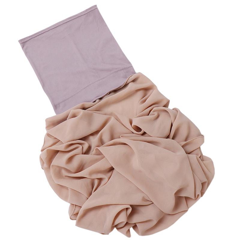 1Pc Muslim Shawl Scarf Chiffon Hijab Breathable Turban Head Wrap Women Solid Color Polyester With Inner Cap