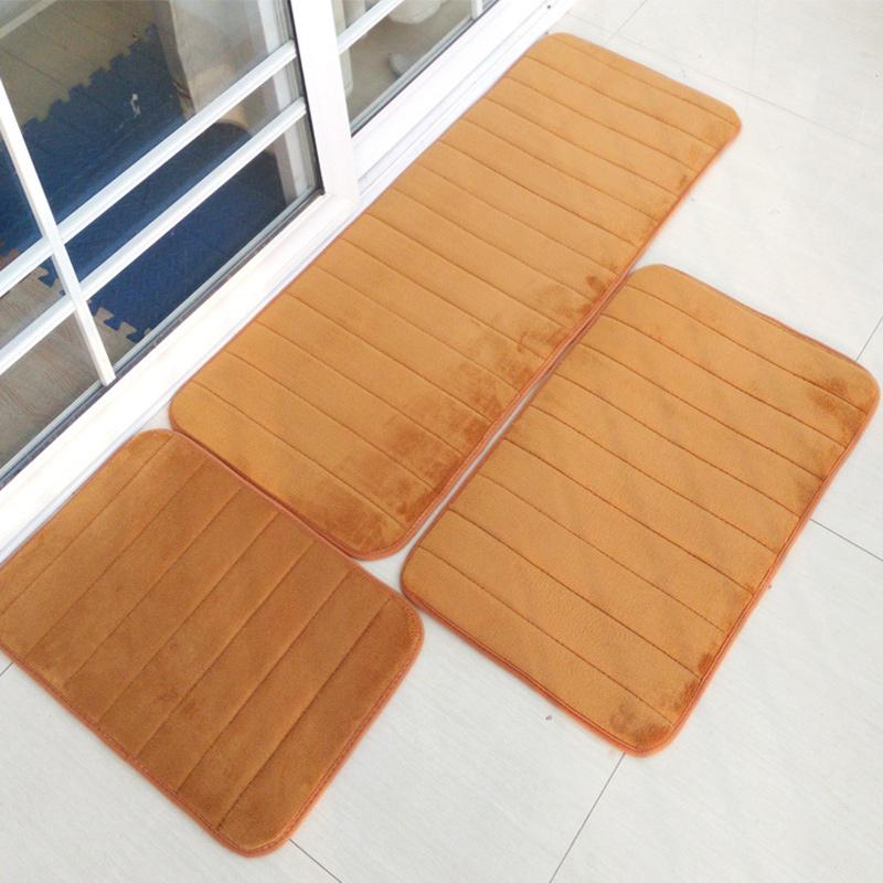 1.5CM Thick Carpet For Bathroom Soft Coral Fleece Absorbent Anti-slip Silica Foot Mat Living Room Bedroom Floor Mat 3 Piece/set
