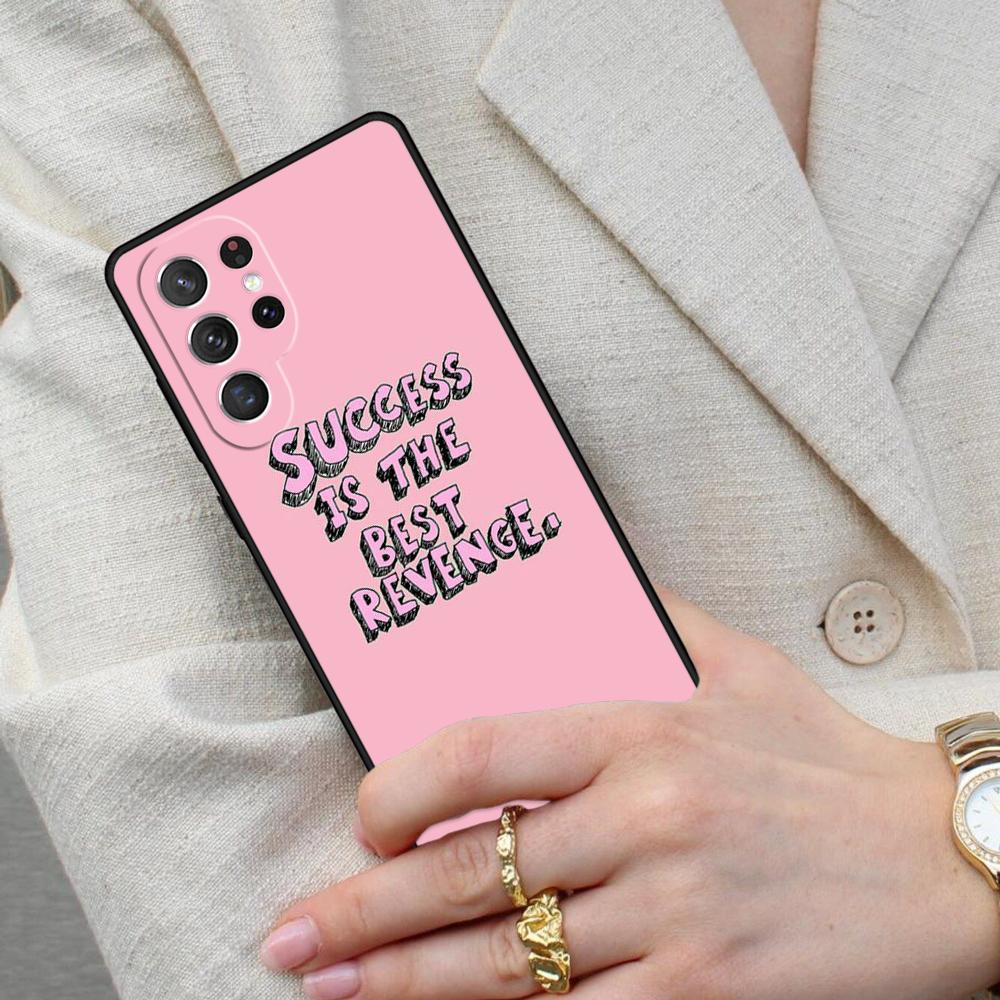 Pastel Pink Quotes Hearts Cell Phone Case for Samsung Galaxy S26 Ultra S25 S24 S23 S22 S21 S20 Note10 Cover
