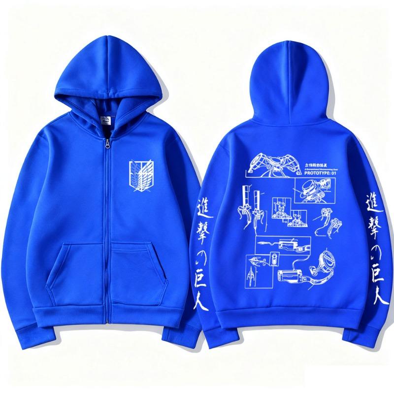 Anime Attack on Titan Merch Zipper Hoodie Men Women Casual Oversized Zip Up Jacket Coat Unisex Cartoon Manga Cosplay Streetwear