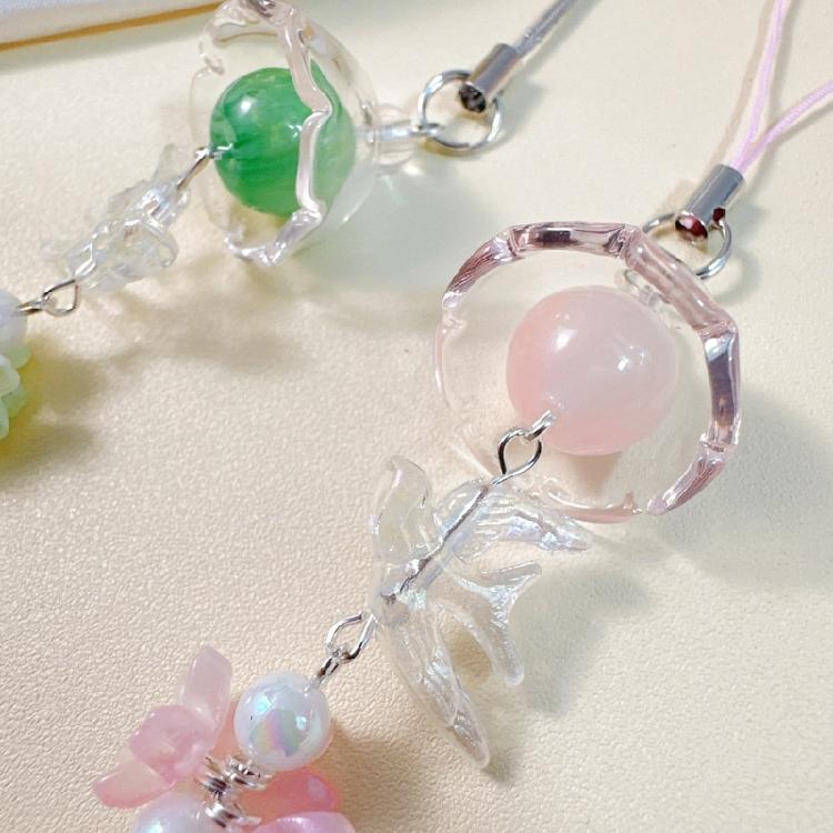 Handmade Bird Wind Chime Phone Strap Unique Flower Pendant Women Key Jewelry Acrylic Texture Suitable for Fashion Women