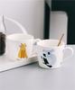 Japanese Minimalist Hand Drawn Animal Ceramic Mug 330ml Speckled Glaze Porcelain Coffee Milk Cup Microwave Safe Couple Breakfast