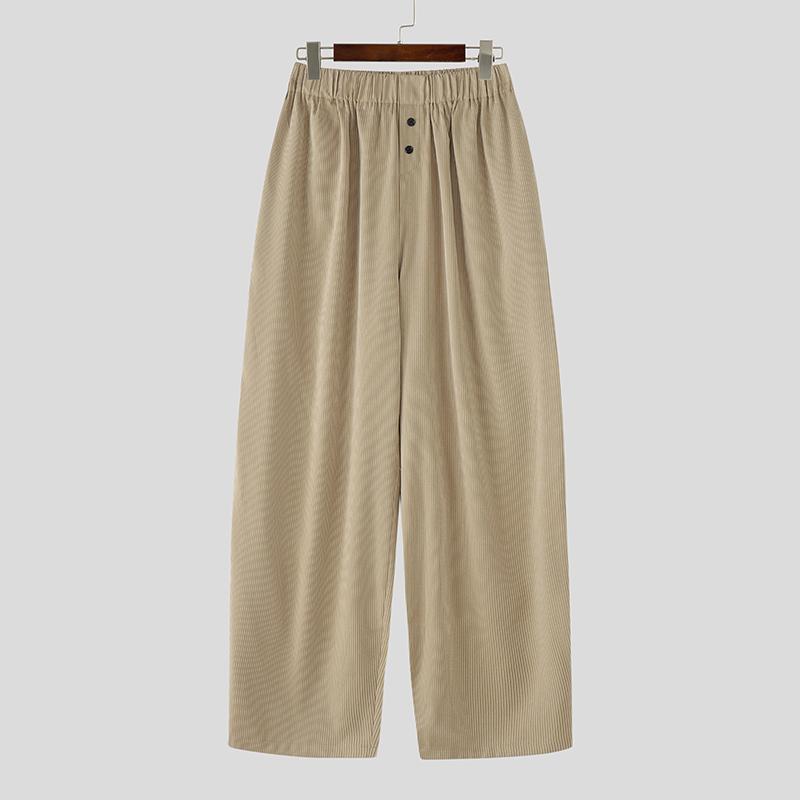 INCERUN Men Elastic Waist Striped Print Casual Loose Harem Pants Trousers with Pocket