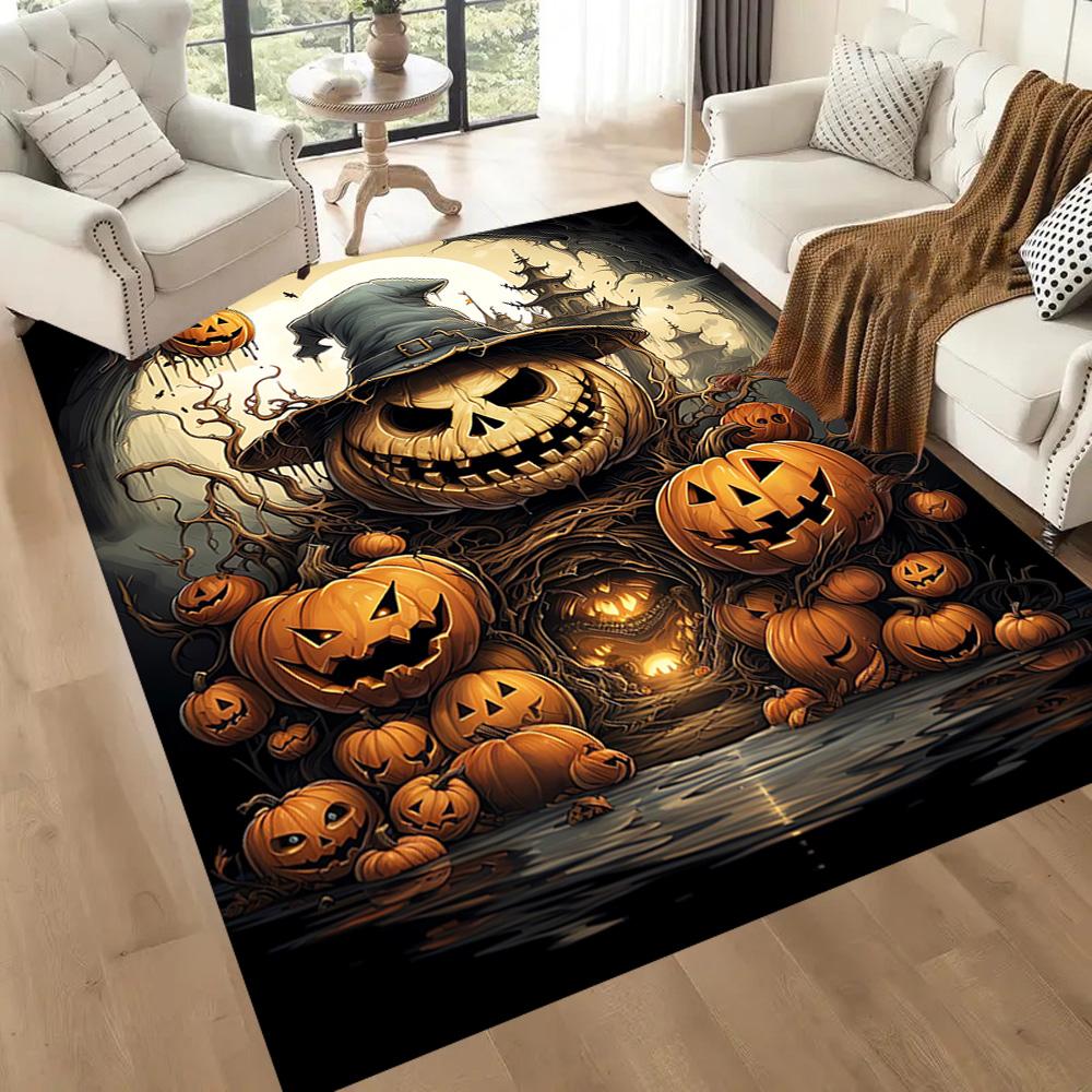 Sugar Skull Pumpkin Art Floor Mats for Living Room, Bedroom and Room Decoration Are Suitable for Gifts.