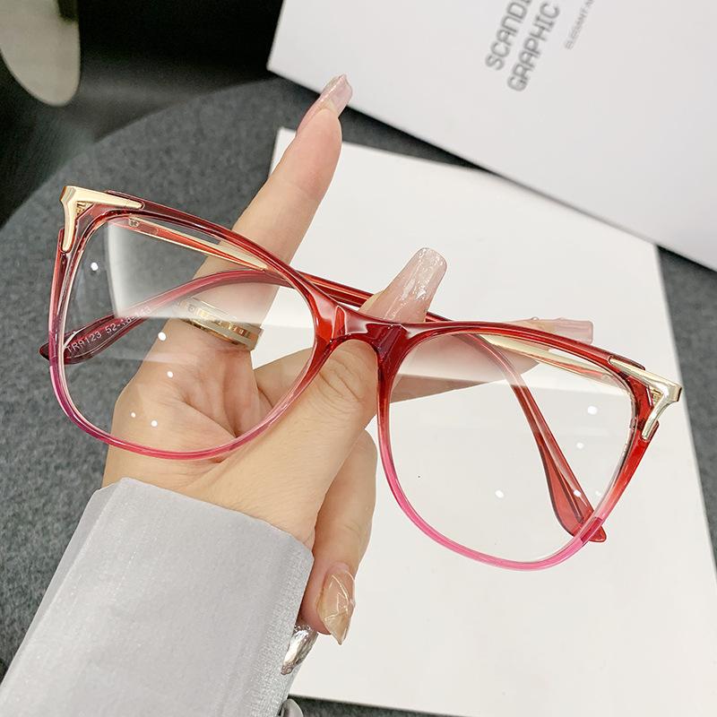 Retro Cat Eye Anti Blue Light Glasses for Women, Large Frame Glasses, Flat Light Glasses, Outdoor Travel Decoration Glasses