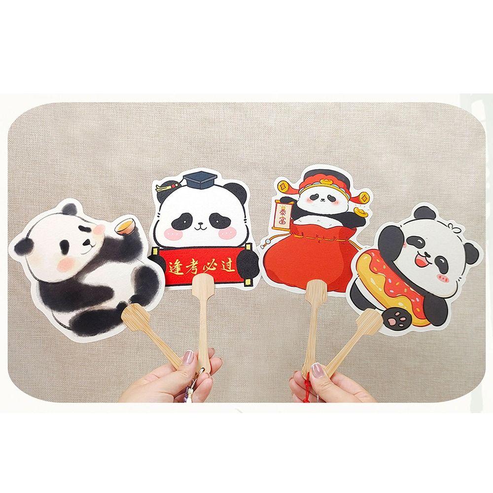 3Pcs Creative Panda Hand Fan Handmade Summer Cooling Fan Cartoon Paper Hand Fan  Children's Gifts