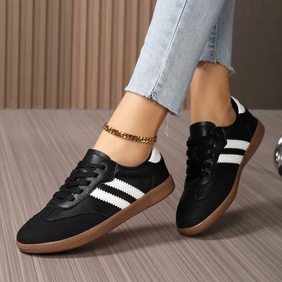 TUINANLE Damenschuhe PU Atmungsaktiv Anti-Rutsch Plateau-Sneakers Paare Schnürschuhe Sport Boarding Freizeitschuhe