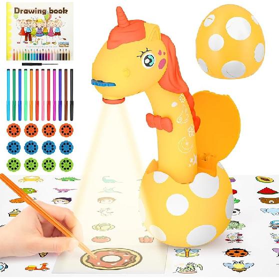KETIEE Unicorn Drawing Projector Toys for Ages 5-7: Trace and Draw Projector for Kids with Cute Unicorn Look, Smart Art Sketcher Projector with 96