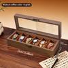 1pc Multi grid wooden watch box with glass cover adjustable jewelry storage box glasses bracelet velvet watch display box