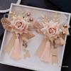 Premium Chinese Style Wedding Corsage Set: Elegant Artificial Flowers for Bride, Groom, and Family