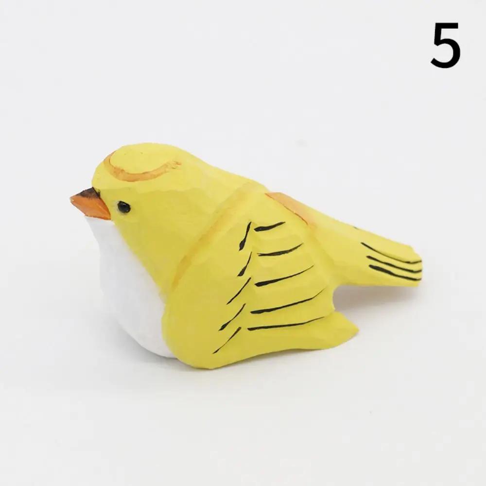 Multi-style Cute Wood Carving Bird Handmade Carving Small Bird Ornament Painting Nordic-style Wooden Bird Figurine Home Decor