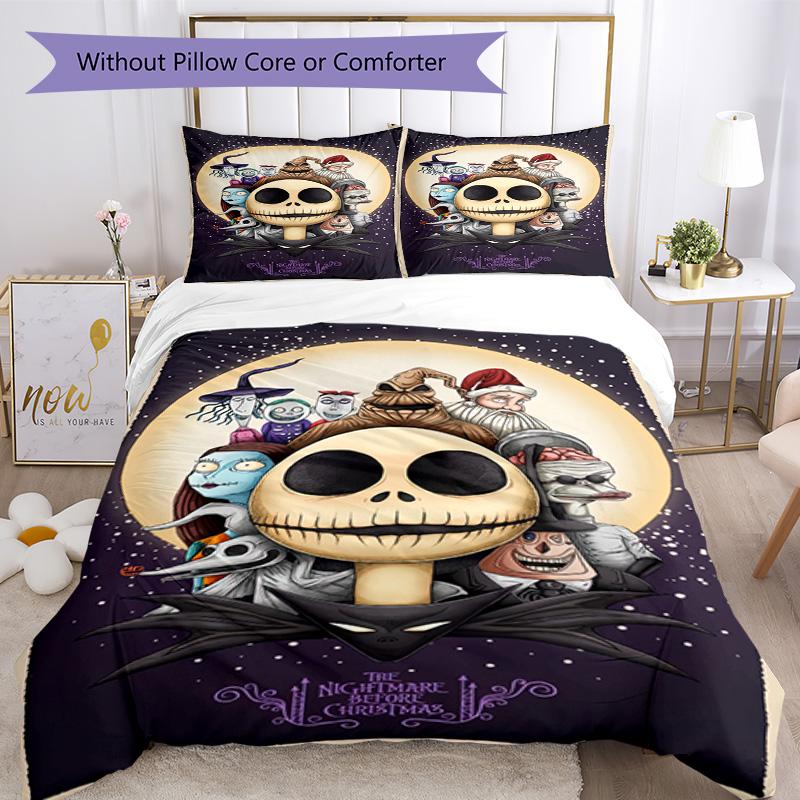 Christmas Nightmare Bedding Set Breathable Duvet Cover with Pillowcases Decorative Bed Linen for Bedroom Home Decoration Birthday Gift