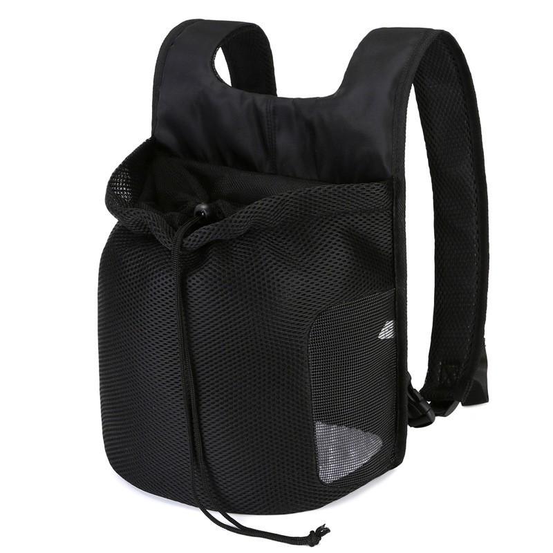 

Breathable Pet Travel Pouch: Lightweight Cat & Dog Front Pack with Drawstring Black
