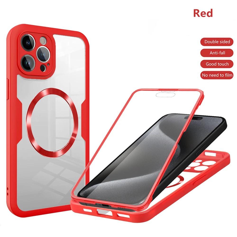 New 360 Full Protection Double Sided Clear Phone Case for iPhone 11 12 13 14 15 16 17 Pro Max Wireless Charging Magnetic Cover