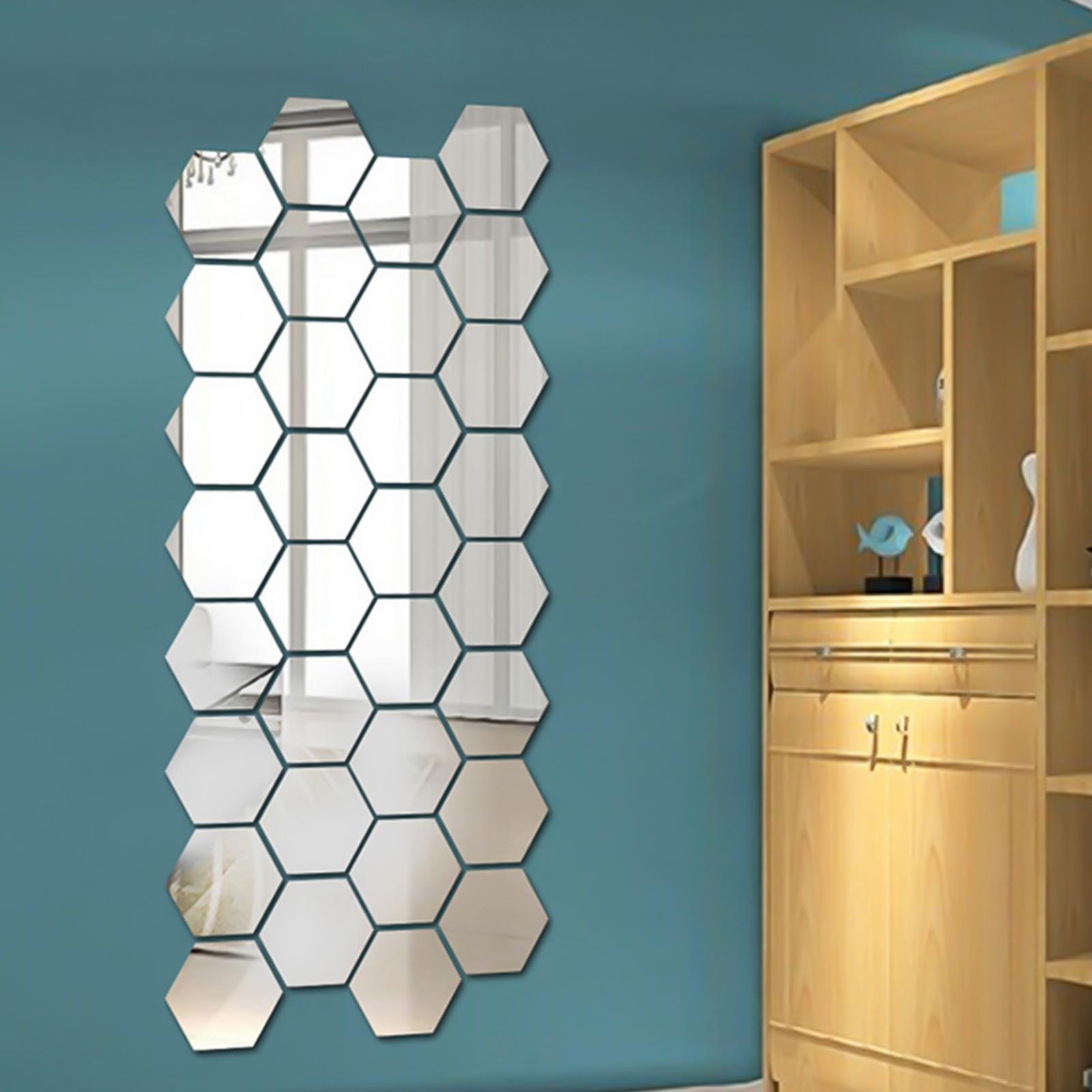 

12pcs Hexagon 3D Mirror Sticker Waterproof and Removable Wall Sticker Decal Suitable for Television Setting Wal