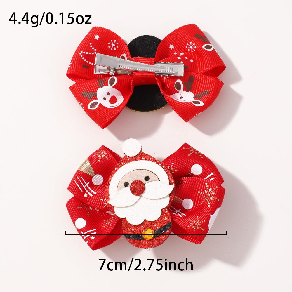 4pcs Christmas Hair Bow Clips for Baby Girls DIY Glitter X'mas Santa Elk Bowknot Hairpin Cute Kid Headwear Hair Accessories