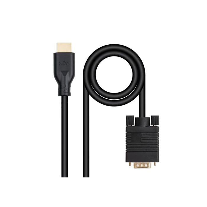 Câble convertisseur VGA vers HDMI - Nano Cable - 1,8 m - Noir - 1920x1080@60Hz - Plug and Play - Résistant à la chaleur
