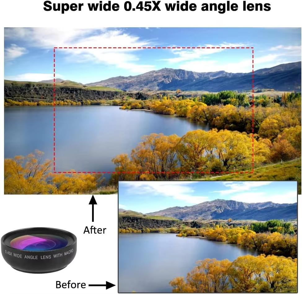 2 IN 1 Lens Universal Clip 37mm Mobile Phone Lens Professional 0.45X 49uv Super Wide-Angle + Macro HD Lens For Phone