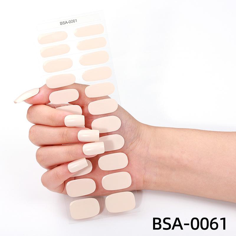 Nail Art Sticker Free Baking Solid Color Semi-Curing Nail Sticker