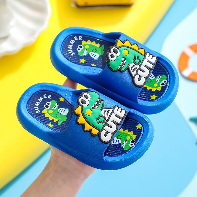 Soft Cartoon Cute Dinosaur Slippers Platform PVC Cartoon Animal Slippers Solid Anti Slip Children's Bathroom Sandals Girls