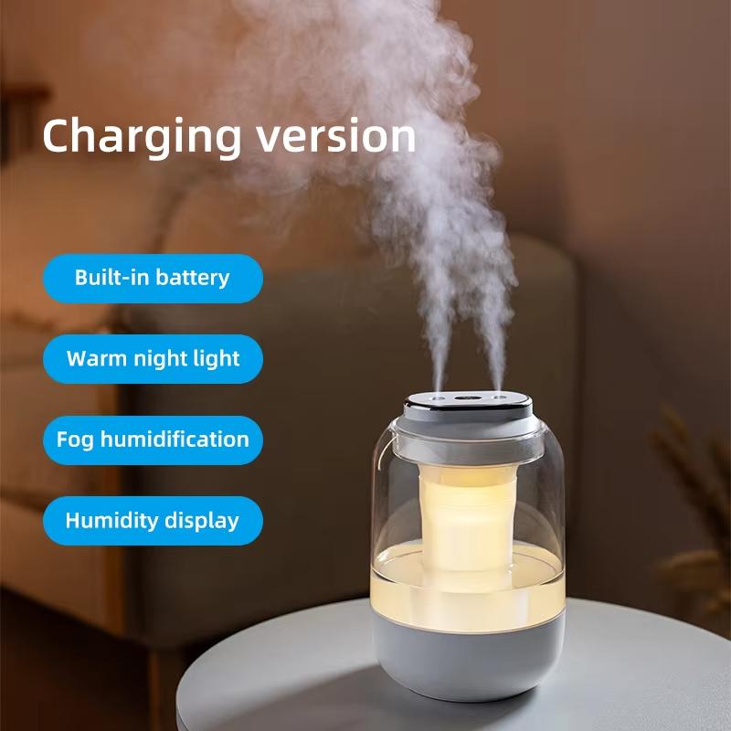 2.5L Large Capacity Ultrasonic Cool Mist Humidifier Dual Spray USB Powered with Night Light