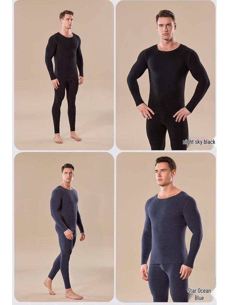Men's Seamless Thermal Underwear Set - German Cashmere, Antibacterial, Warm for Autumn and Winter