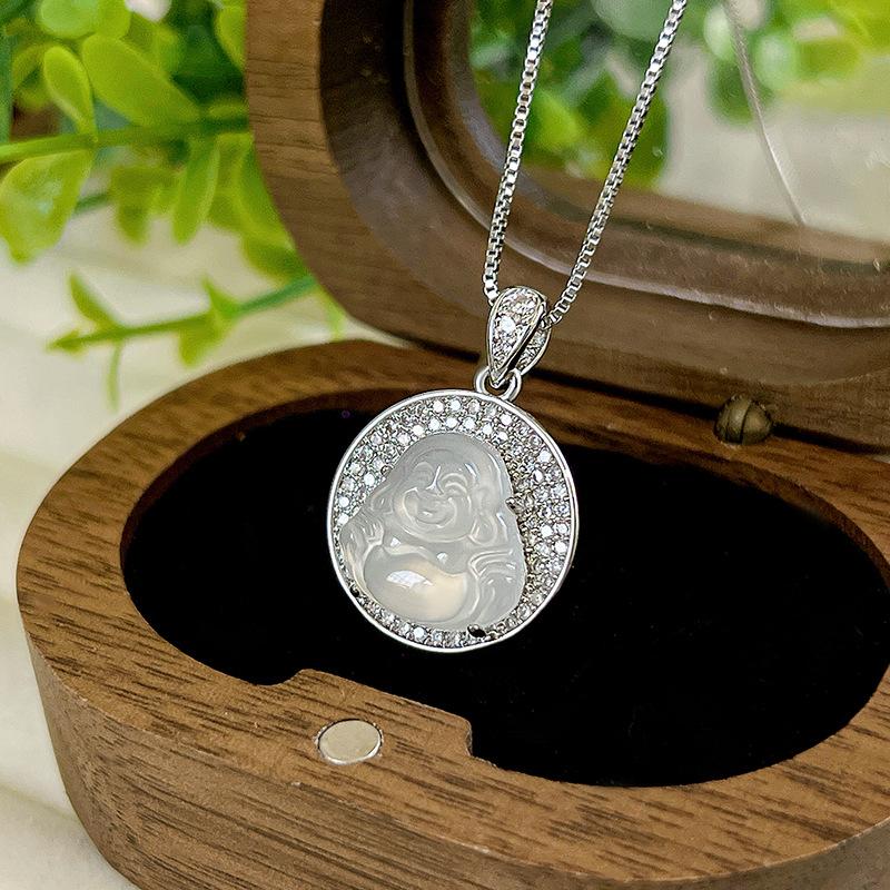 

Necklace Chalcedony Pendant Maitreya Buddha Mini Buddha Duke Collarbone Chain New Chinese Accessories Gift