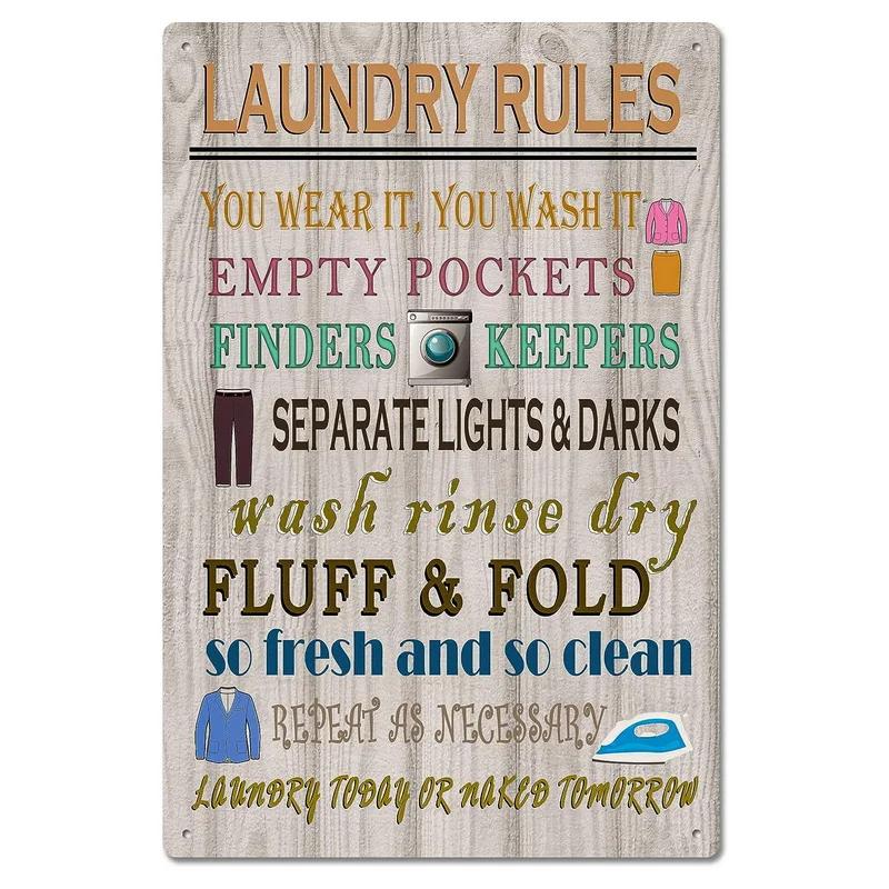 Plaque Metal Tin Signs Laundry Room Wall Decoration Vintage Art Posters Iron Painting for Man Cave Home Cafe Bathroom Club Bar