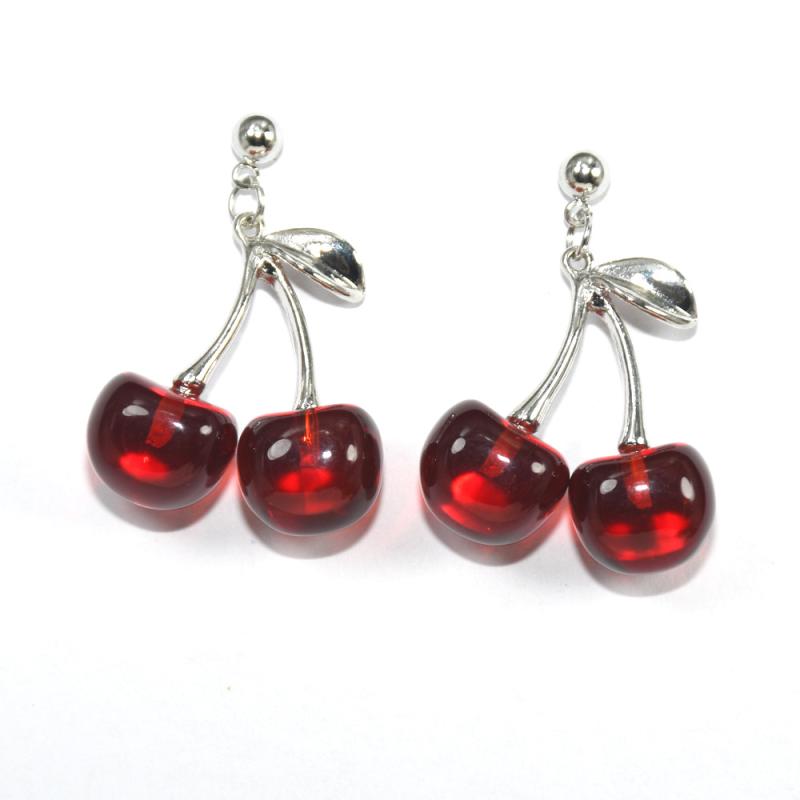 Punk Red Cherry Pendant Choker Y2K Necklace Earrings Bracelet For Women Girls Summer Dancing Party Jewelry Gift