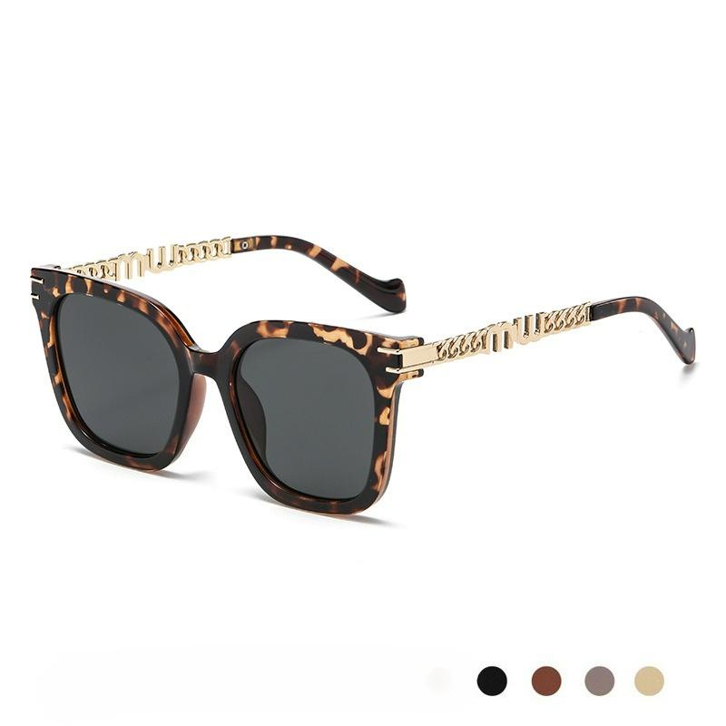 European and American Square Large Frame Chain Sunglasses Street Shooting Trend Men's and Women's Sunshade and UV Protection Sunglasses Women